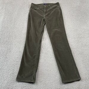 NYDJ Corduroy Pants Womens 10 Olive Green Straight Leg Lift Tuck Technology